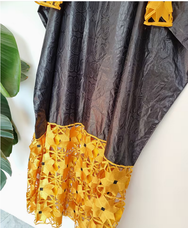 African Bazin Rich Boubou with Embroidery