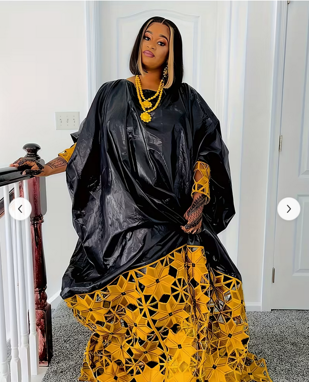 African Bazin Rich Boubou with Embroidery