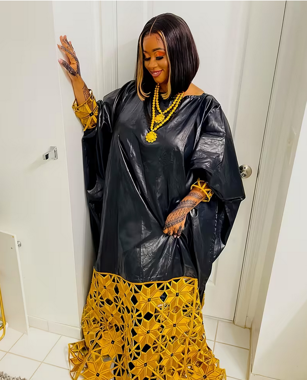 African Bazin Rich Boubou with Embroidery